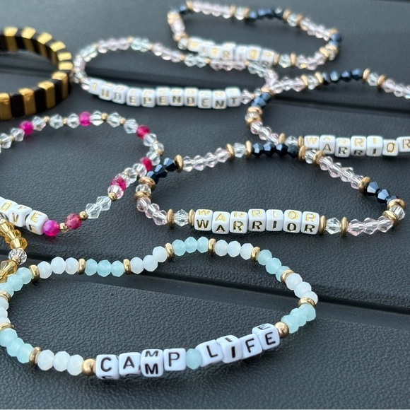 None Jewelry - Beaded Stretch Bracelets Lot of 10 Inspirational Gifts Camp Warrior Love Be You